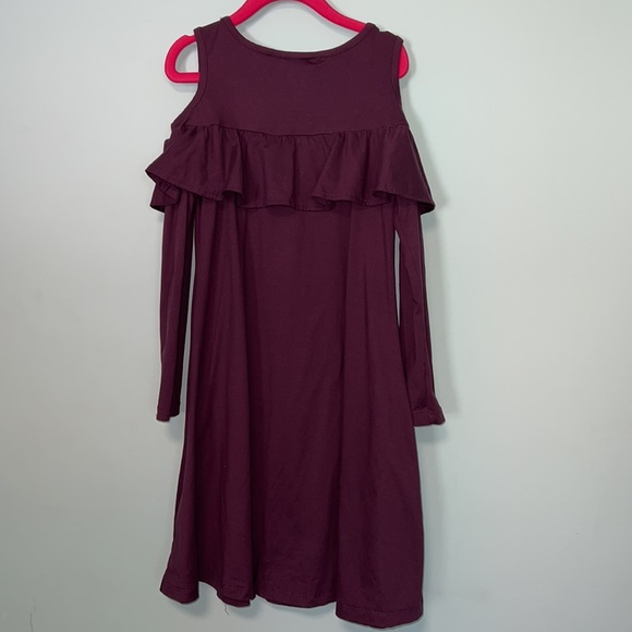 NWOT Girls Plum Cold Shoulder Dress 7/8 - Picture 3 of 3